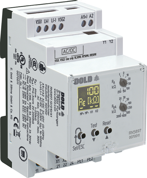 RN 5897/010 — przekaźnik kontroli izolacji sieci IT AC/DC (VARIMETER IMD) — DOLD