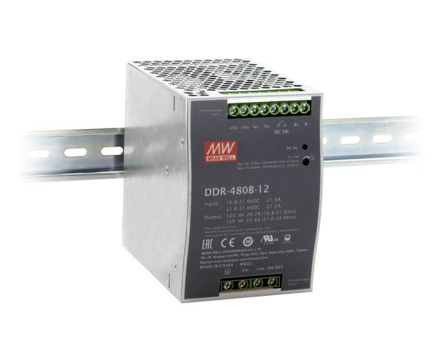 DDR-120/240/480 — przetwornice DC-DC na szynę DIN (EN 50155) — MEAN WELL