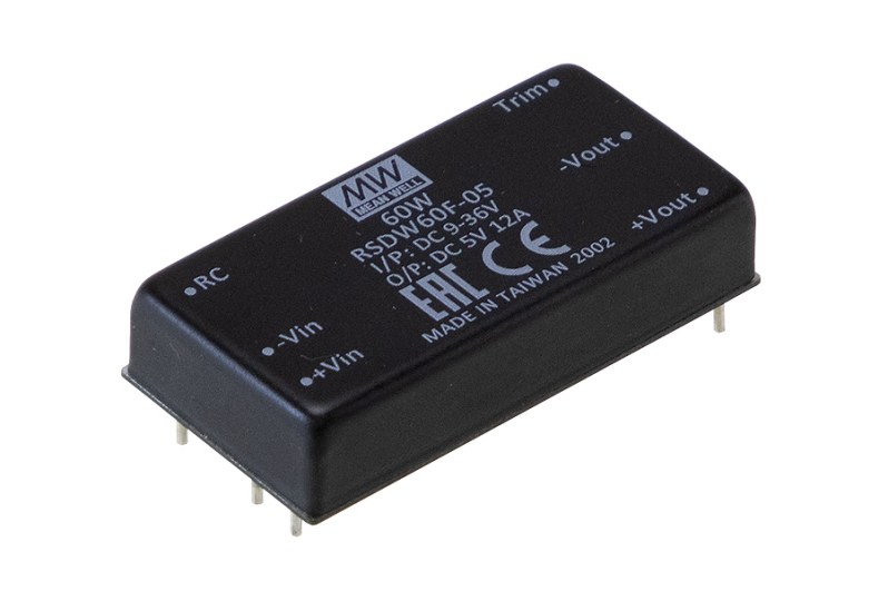 RSDW / RDDW — moduły DC-DC 20–60 W (EN 50155) — MEAN WELL