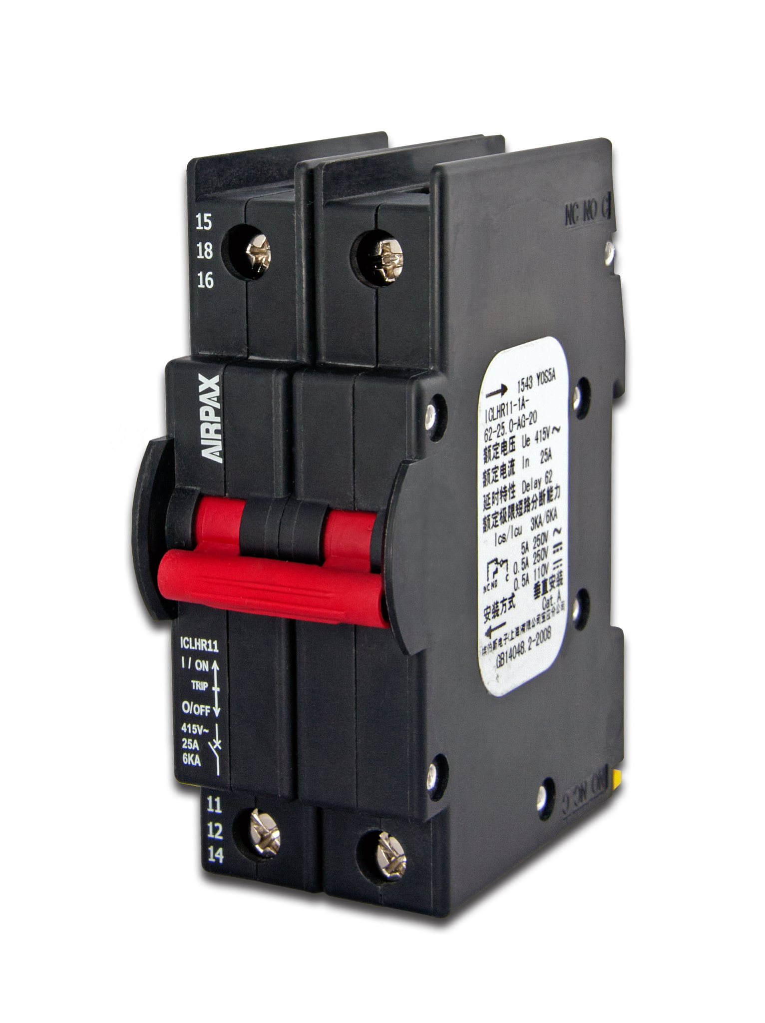 Wyłącznik hydrauliczno-magnetyczny na szynę DIN Airpax ICL/ICLR (0,5–63 A, do 415 VAC) — Sensata
