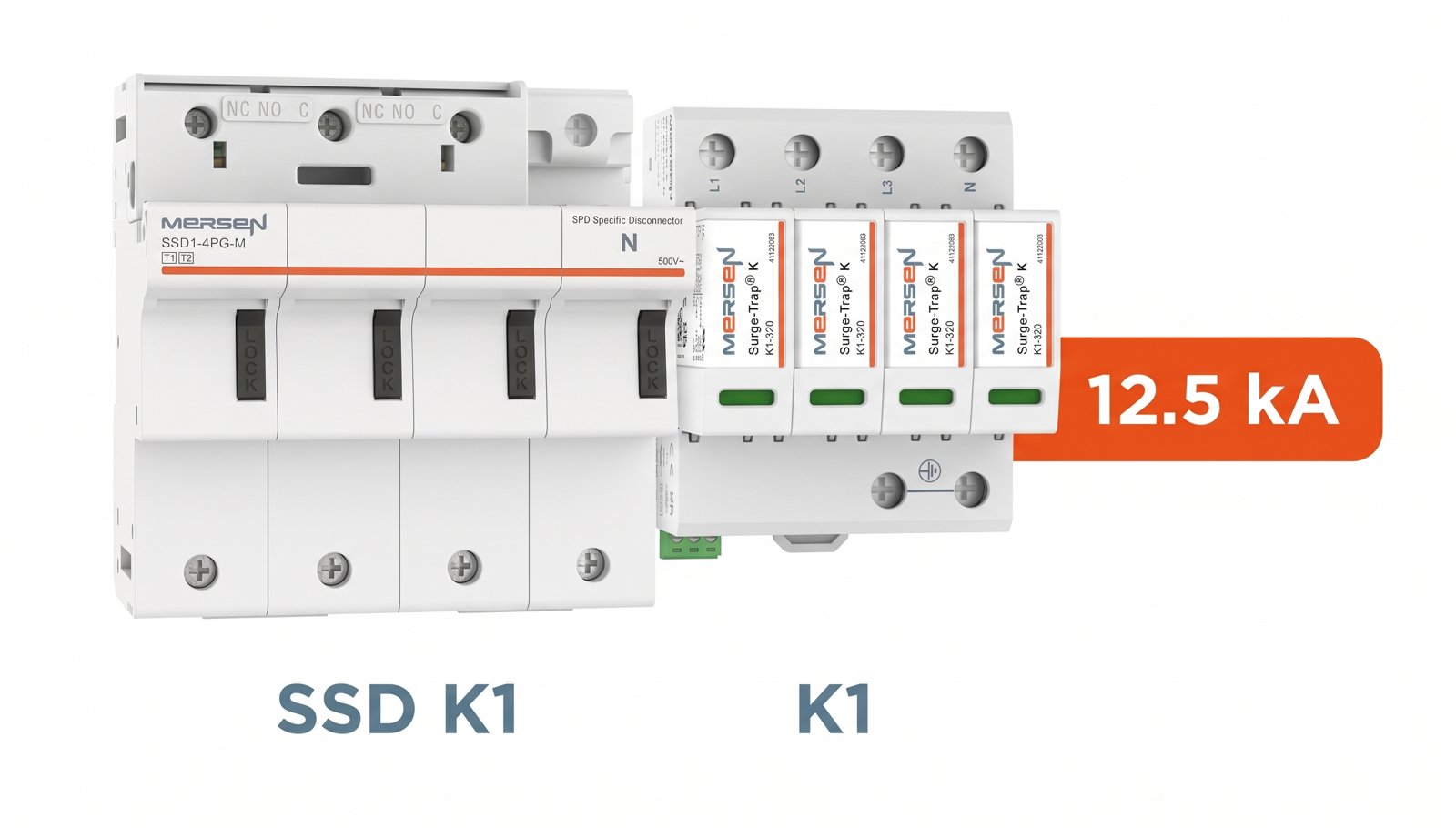 Zestaw SSD K1 (SSD1-4PG-M) z ogranicznikiem Surge-Trap K1, prąd udarowy 12,5 kA na biegun